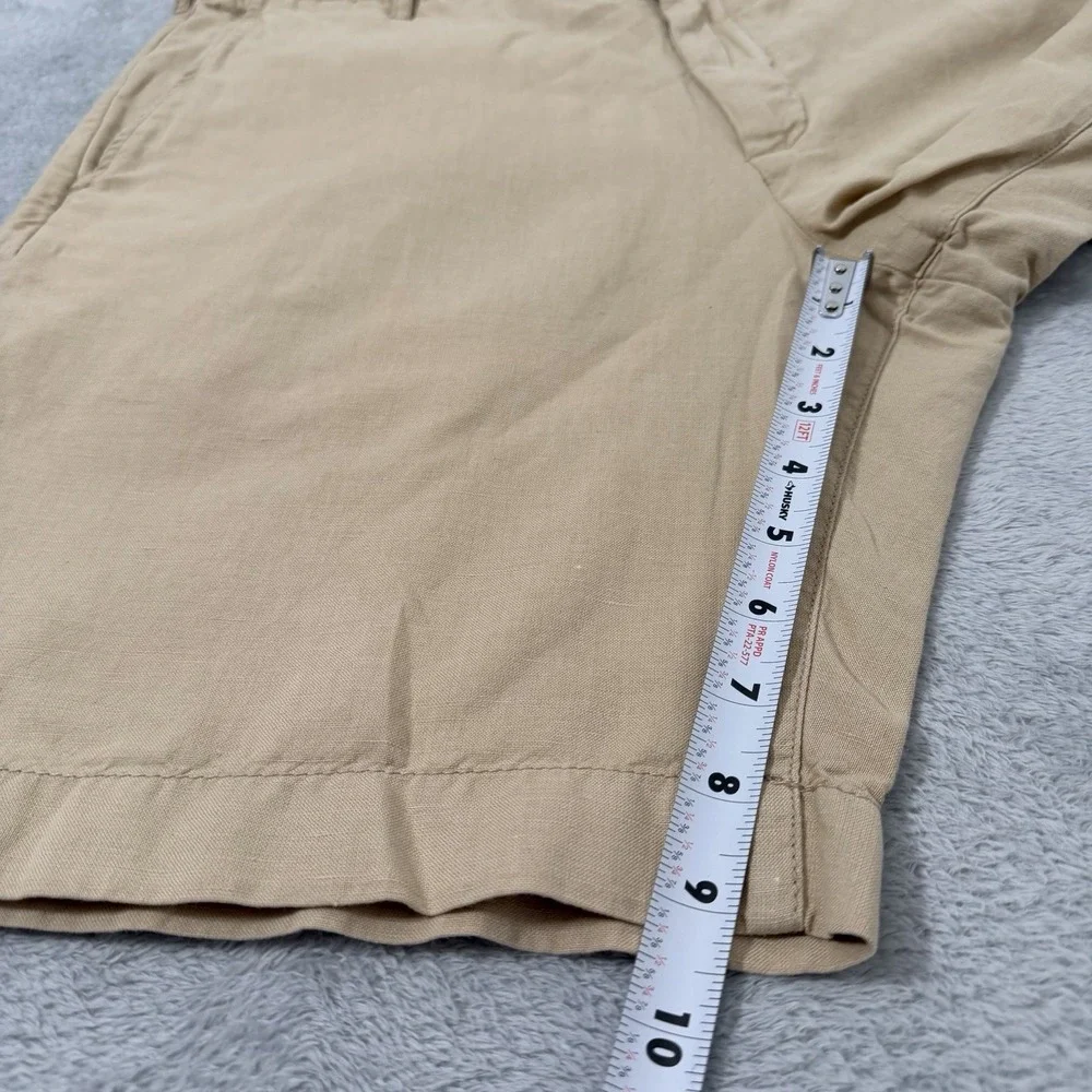 Faherty Shorts Mens 33 Beige Linen Blend Flat Front 9
